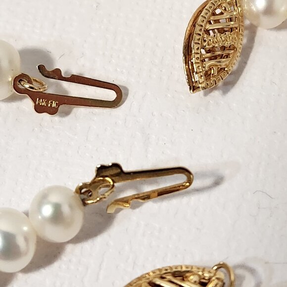 14K Pearl Necklace Bracelet & Earrings Complete Set Vintage Mint Peridot Avon - Picture 4 of 11